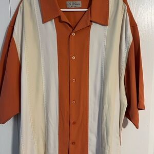 La Habana Miami Men’s Orange and Cream Silk Shirt